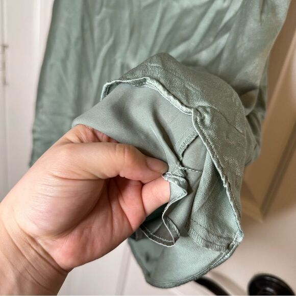 & Other Stories Sage Green Satin Mini Skirt Revolve Girly Chic Glam Soft Girl - Picture 3 of 9